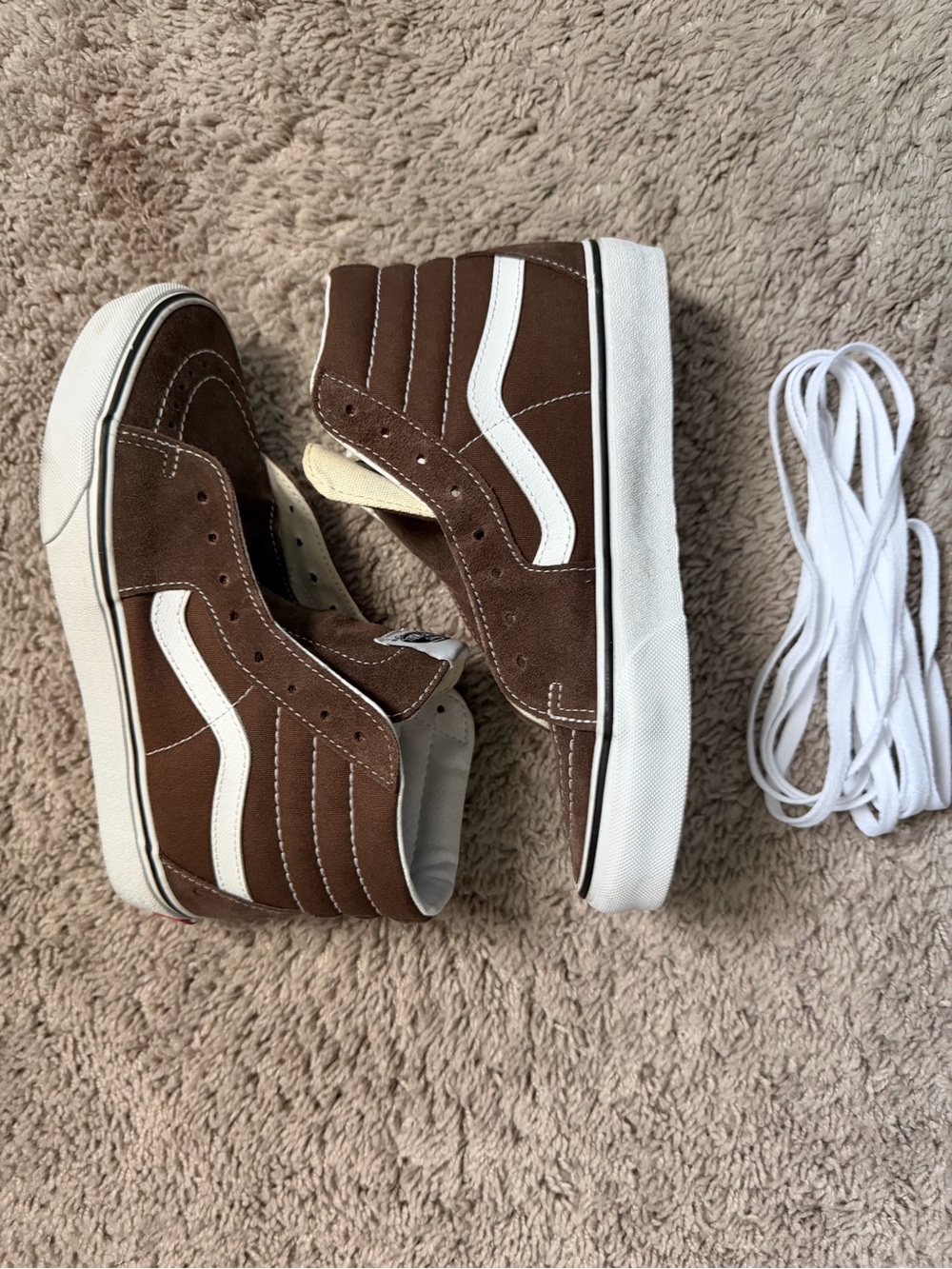 Vans Brown High-Top Sneakers with White Stripe